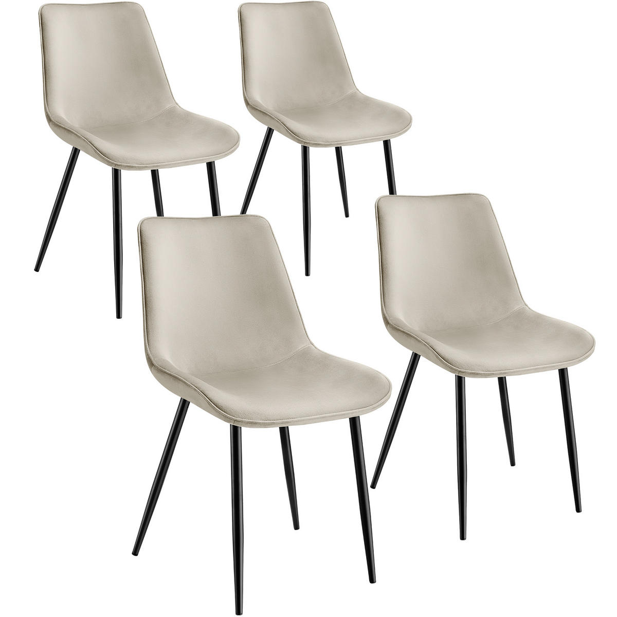 STUHL 4er Set Monroe 48 x 59 x 82 5 cm creme - Creme, Kunststoff (48/82.5/59cm) - tectake