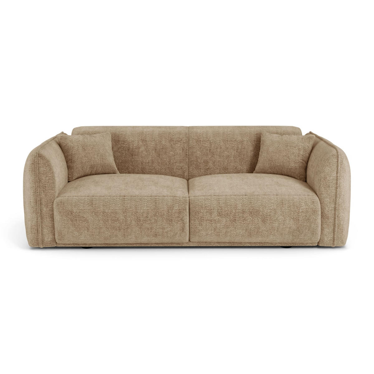 SOFA LUSH Gemusterter Samt Beige-Taupe 205cm - Taupe/Beige, Textil (205/72.5/90cm) - Premium Interiors