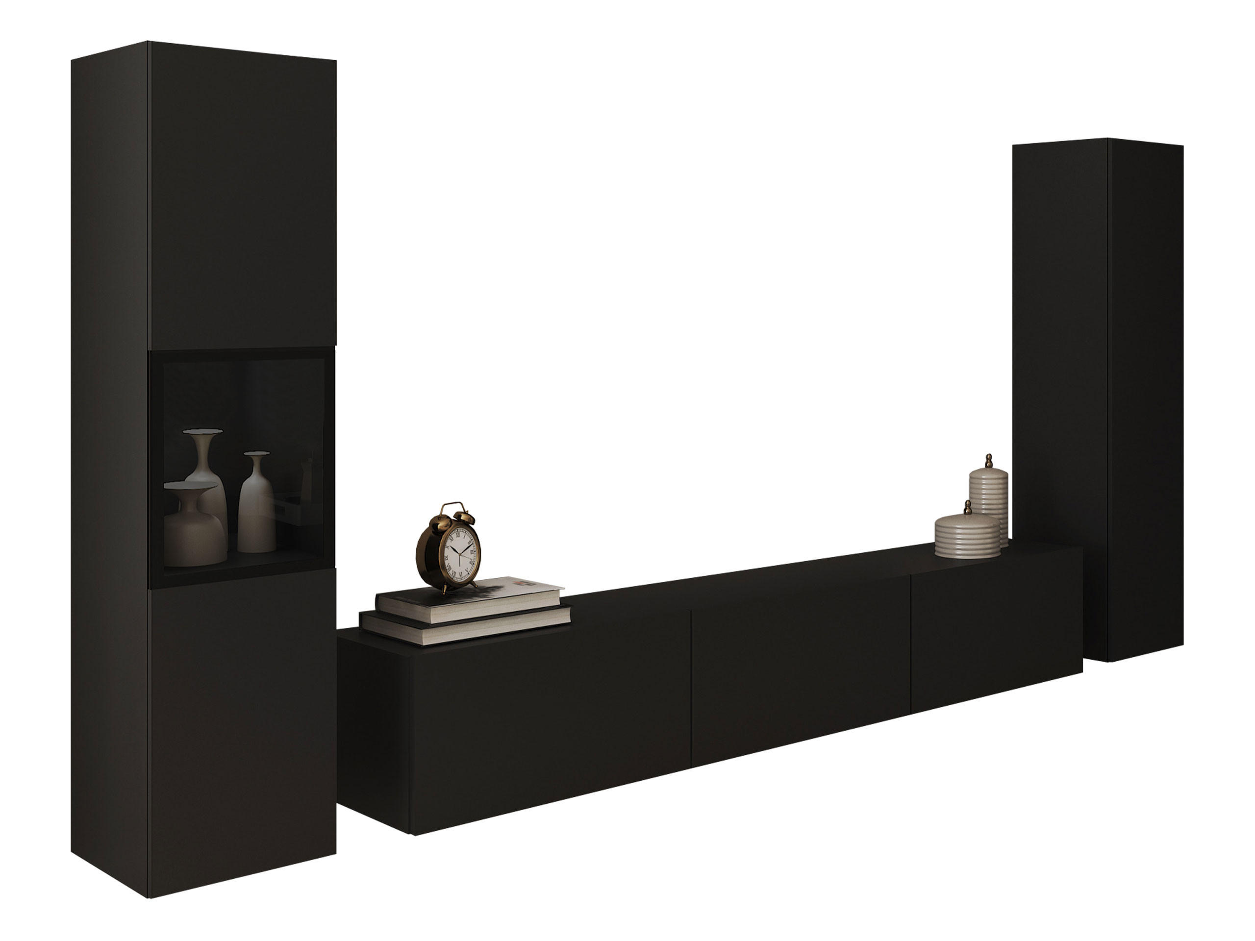 WOHNWAND Berlin III - Alufarben/Graphitfarben, Holzwerkstoff/Kunststoff (180/30/33cm) - MIRJAN24