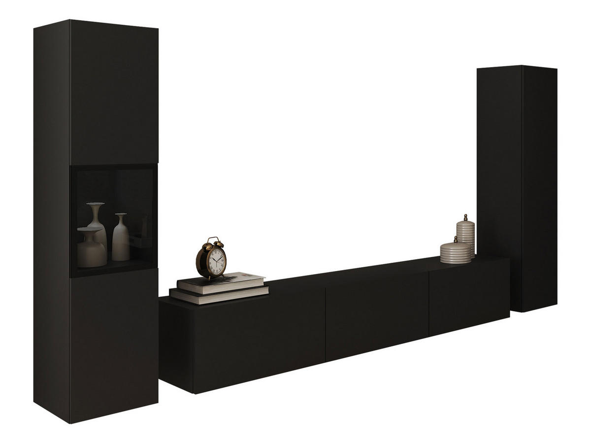 WOHNWAND Berlin III - Alufarben/Graphitfarben, Holzwerkstoff/Kunststoff (180/30/33cm) - MIRJAN24