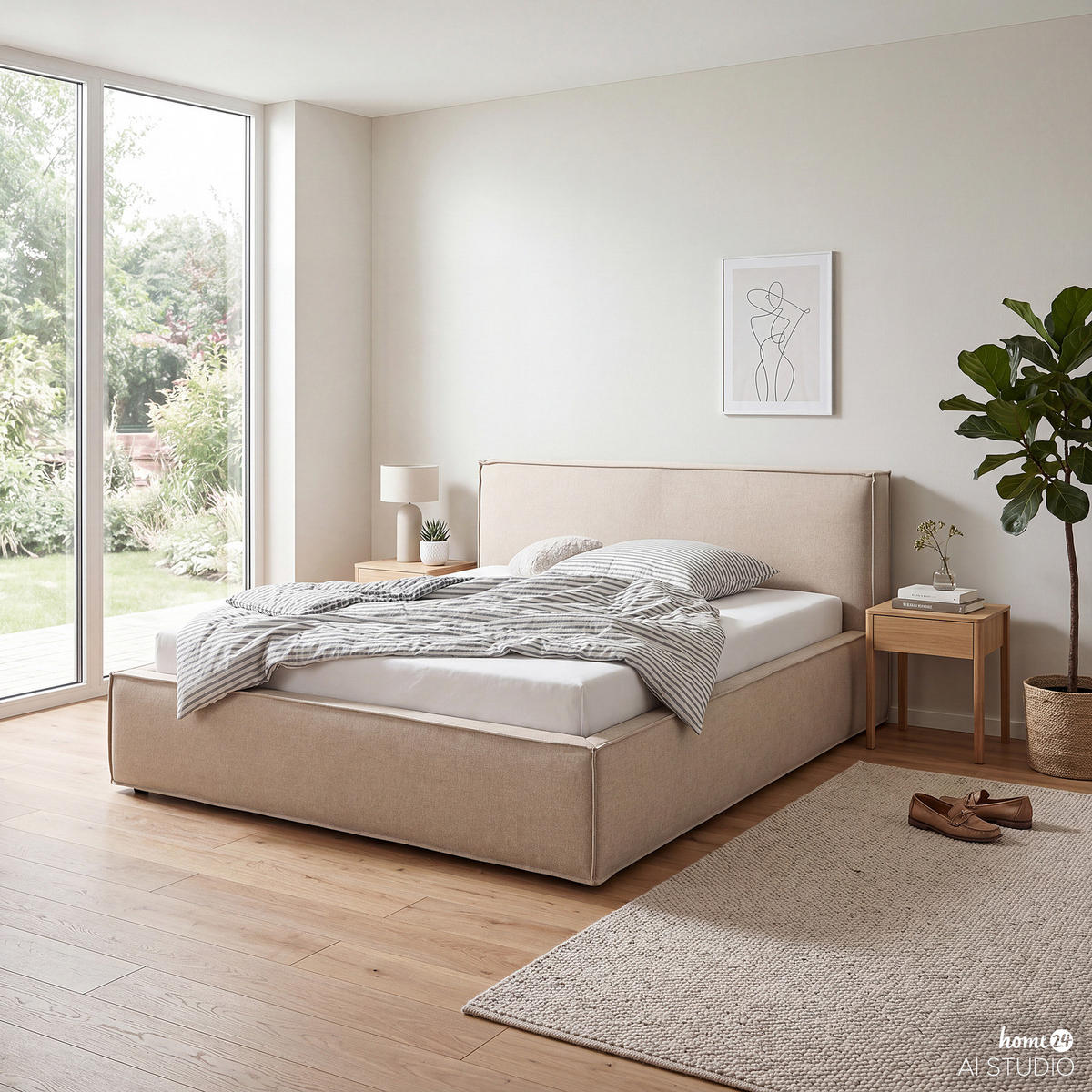 POLSTERBETT - Beige, Textil (180/200cm) - home24