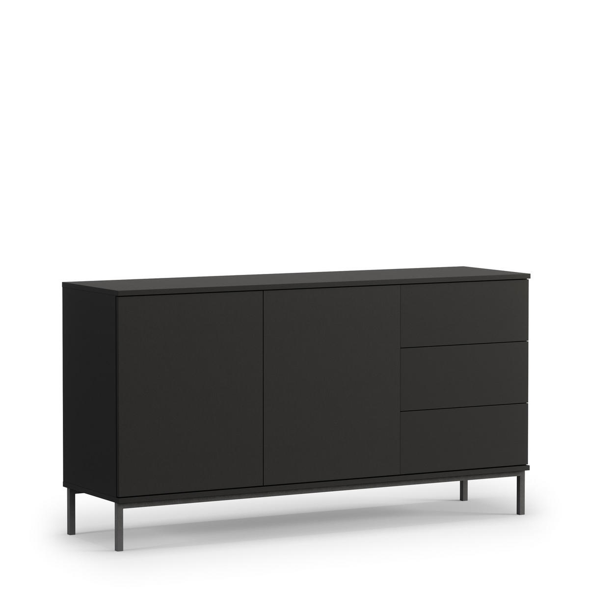 KOMMODE Dallas K2D3SZ 150 cm Schwarz - Schwarz, Holzwerkstoff/Metall (150/80/41cm) - Ravio