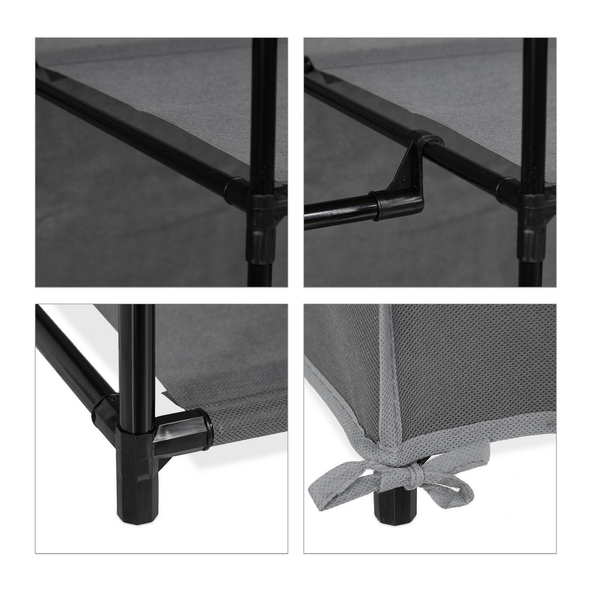 STOFFSCHRANK - Grau, Kunststoff/Textil (90/172/45cm) - Relaxdays