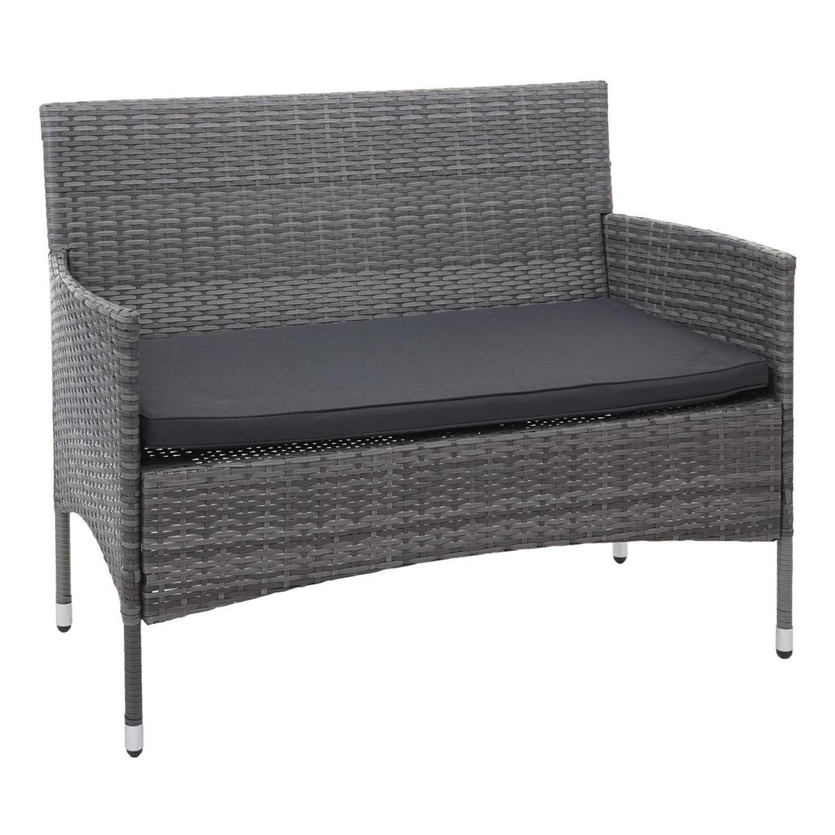 POLY-RATTAN GARNITUR Grau, Anthrazit - Anthrazit/Grau, Kunststoff - MCW