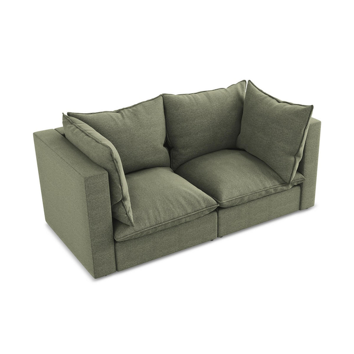 2-SITZER-SOFA Bouclé Stoff Grün - Schwarz/Olivgrün, Holzwerkstoff/Kunststoff (180/77/90cm) - LaMiaSofa