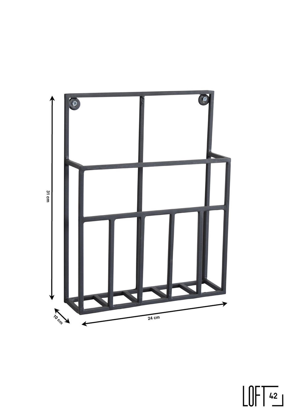 ZEITSCHRIFTENSTÄNDER Maggy Schwarz - Schwarz, Metall (24/31/7cm) - LOFT42