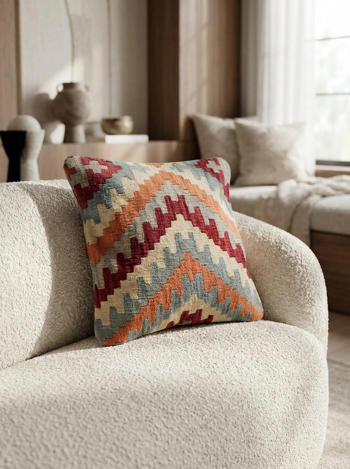 KELIM-KISSEN Mehrfarbig 50/50 cm Schurwolle - Multicolor, Textil (50/50cm) - Looma