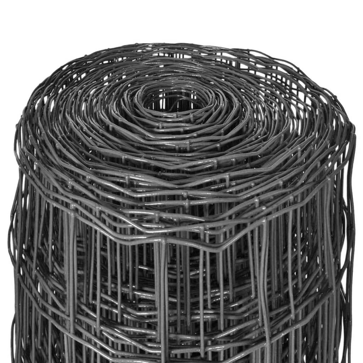 EUROZAUN Stahl 25/0,8 M Grau - Grau, Metall (2500/80cm) - vidaXL