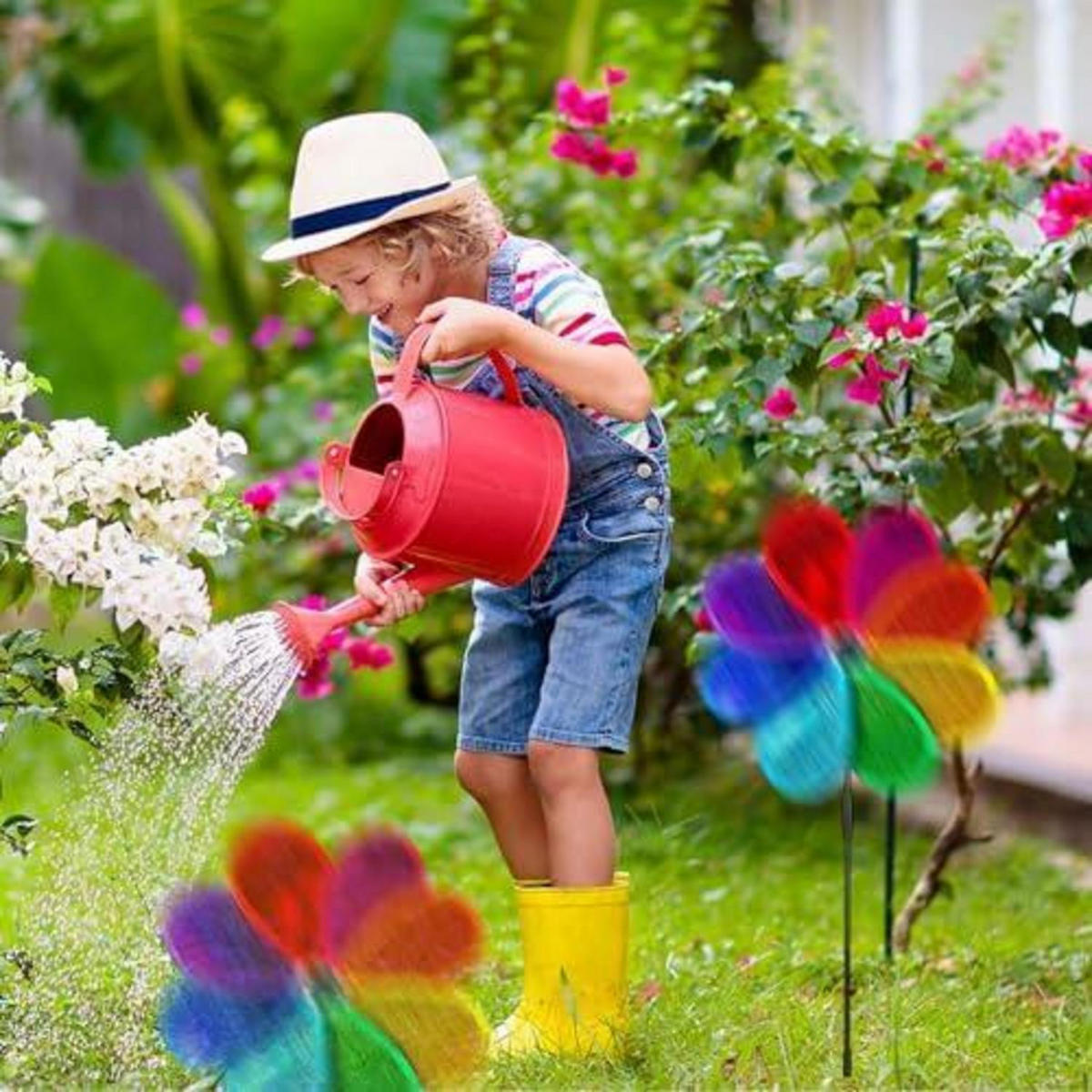 WINDRAD 4-teiliges Set 30 cm 71 cm Gesamthöhe Glitter Achtblätter Wetterfest - Multicolor, Kunststoff (71/30/71cm)