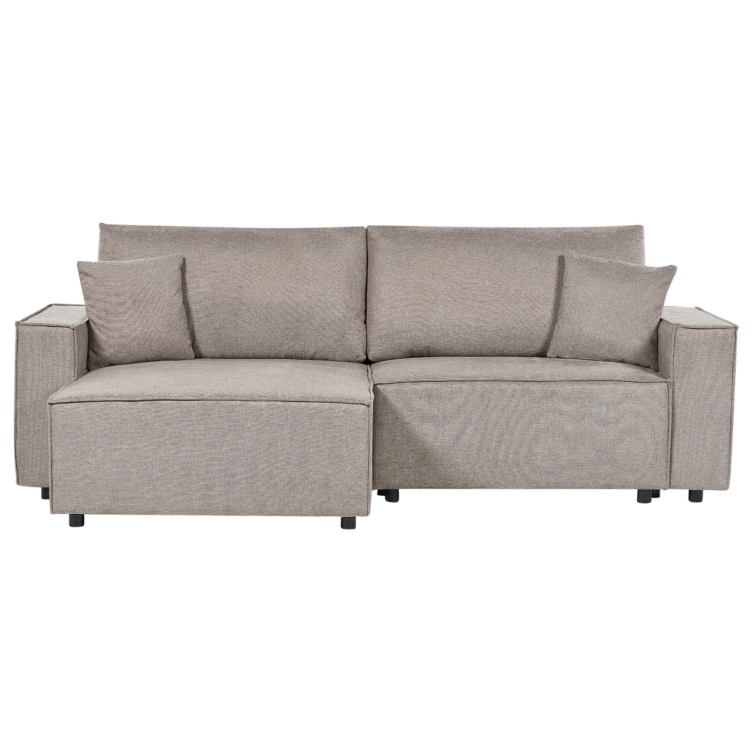 3-SITZER-ECKSOFA taupe linksseitig mit Schlaffunktion Stauraum Karila - Taupe, Textil (250/150cm) - Beliani