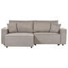 3-SITZER-ECKSOFA taupe linksseitig mit Schlaffunktion Stauraum Karila - Taupe, Textil (250/150cm) - Beliani