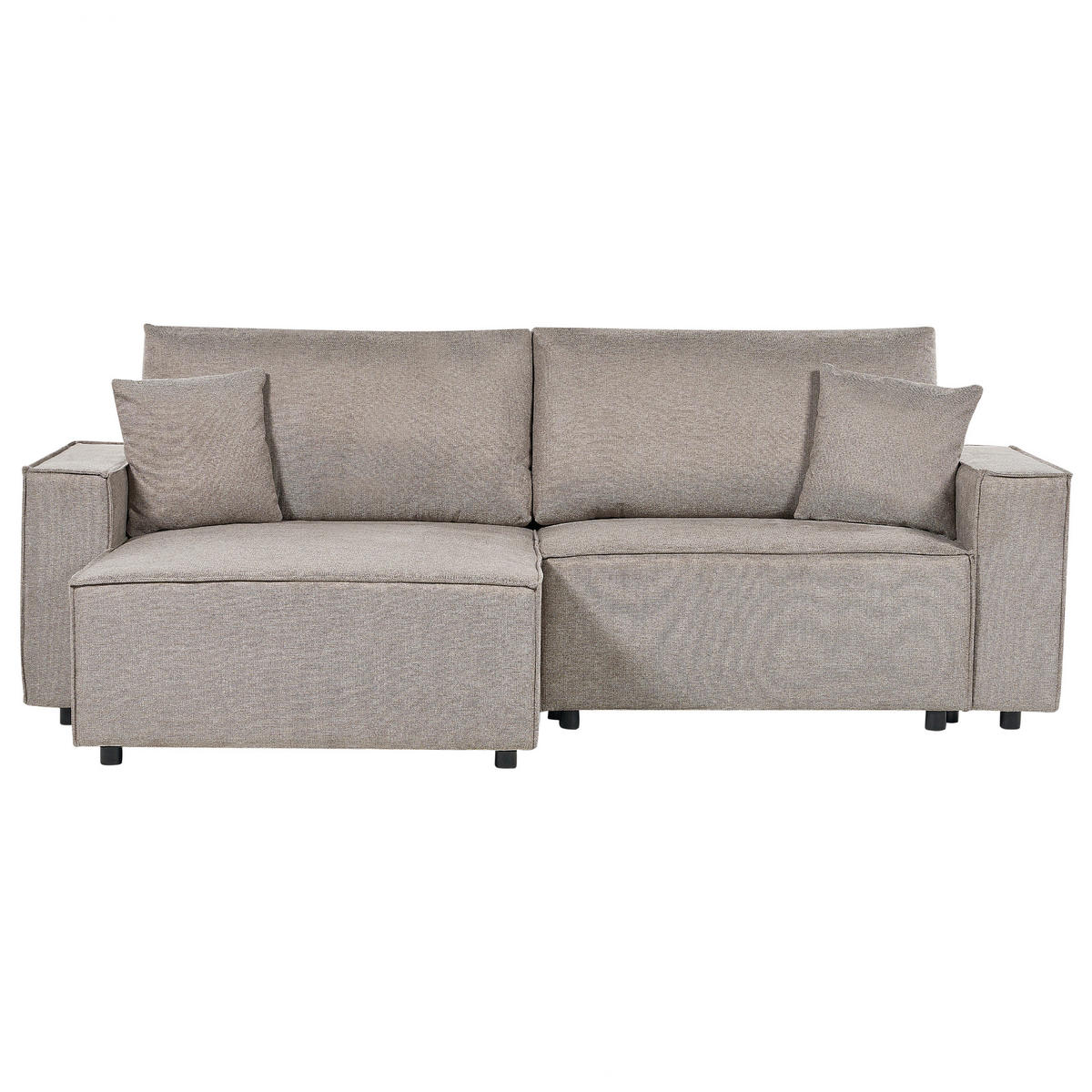 3-SITZER-ECKSOFA taupe linksseitig mit Schlaffunktion Stauraum Karila - Taupe, Textil (250/150cm) - Beliani
