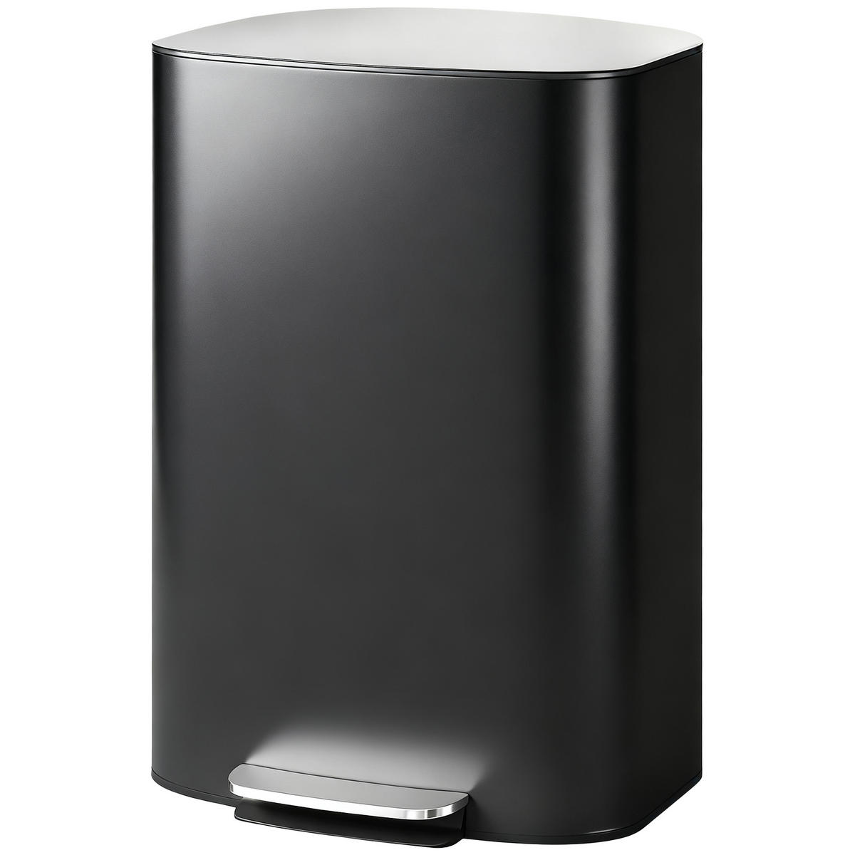 TRETEIMER Schwarz Soft-Close Pedal Edelstahl 50L - Schwarz, Metall (45.1/62.6/36.5cm) - PANGIVO