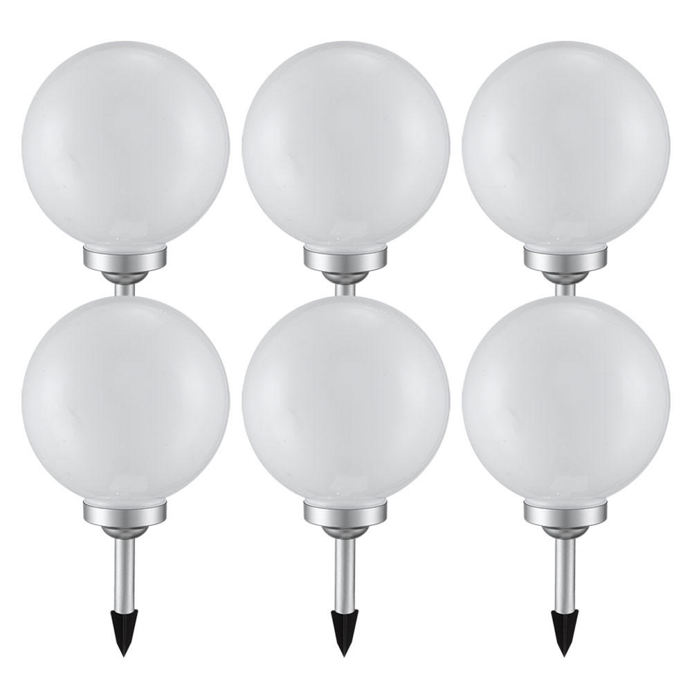 LED AUSSENLEUCHTE Kugel Kunststoff Weiß 6er Set - Weiß, Kunststoff (25/25/65cm)