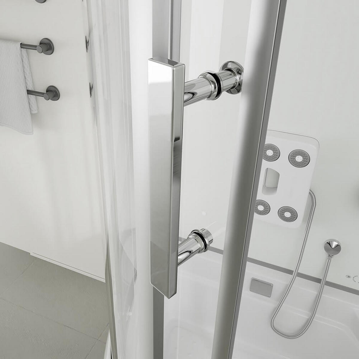 DUSCHKABINE ALLIN 2IN1 - Seitenauslage: Links, Farbe: Weiß - Weiß, Glas (90cm) - Home Deluxe