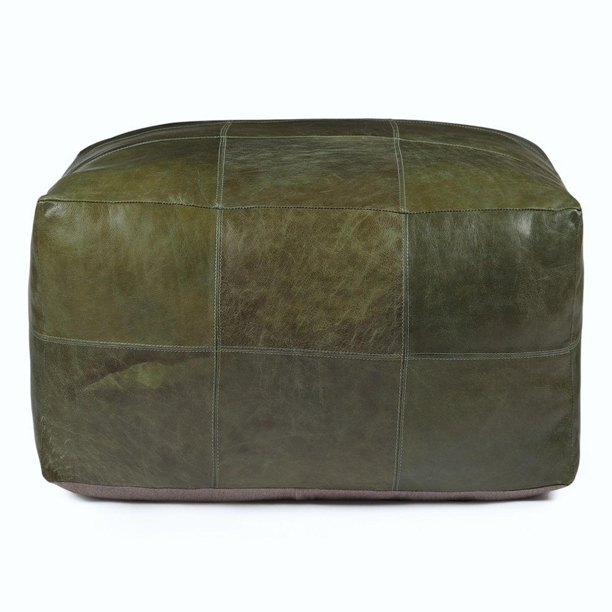 POUF 60/60/45 cm Echtleder Olivgrün - Grün, Leder (60/45/60cm) - Furnhouse