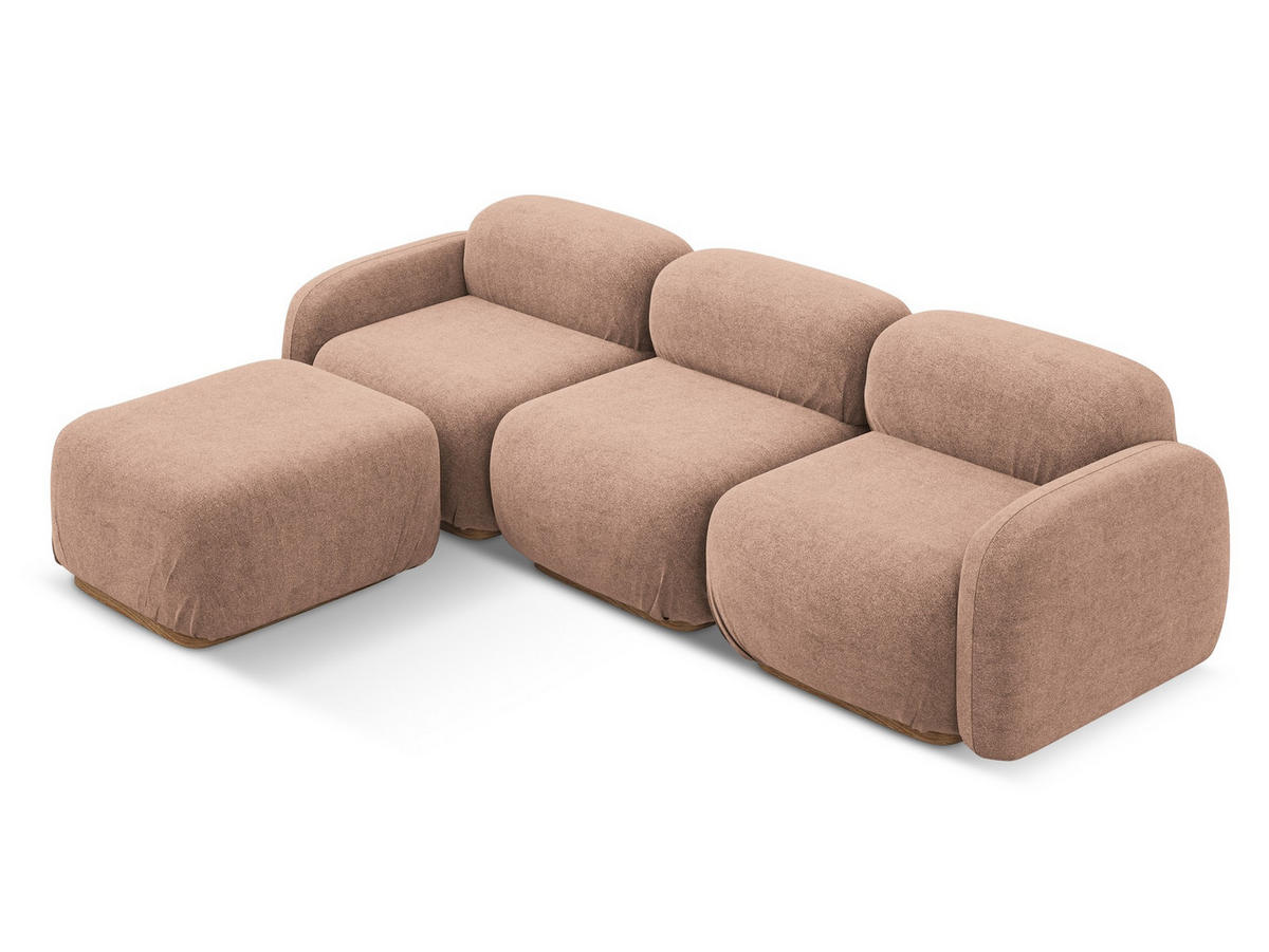 ECKSOFA Beidseitig Bouclé Stoff Pink - Pink/Hellrosa, Holz/Textil (270/190cm) - Makamii