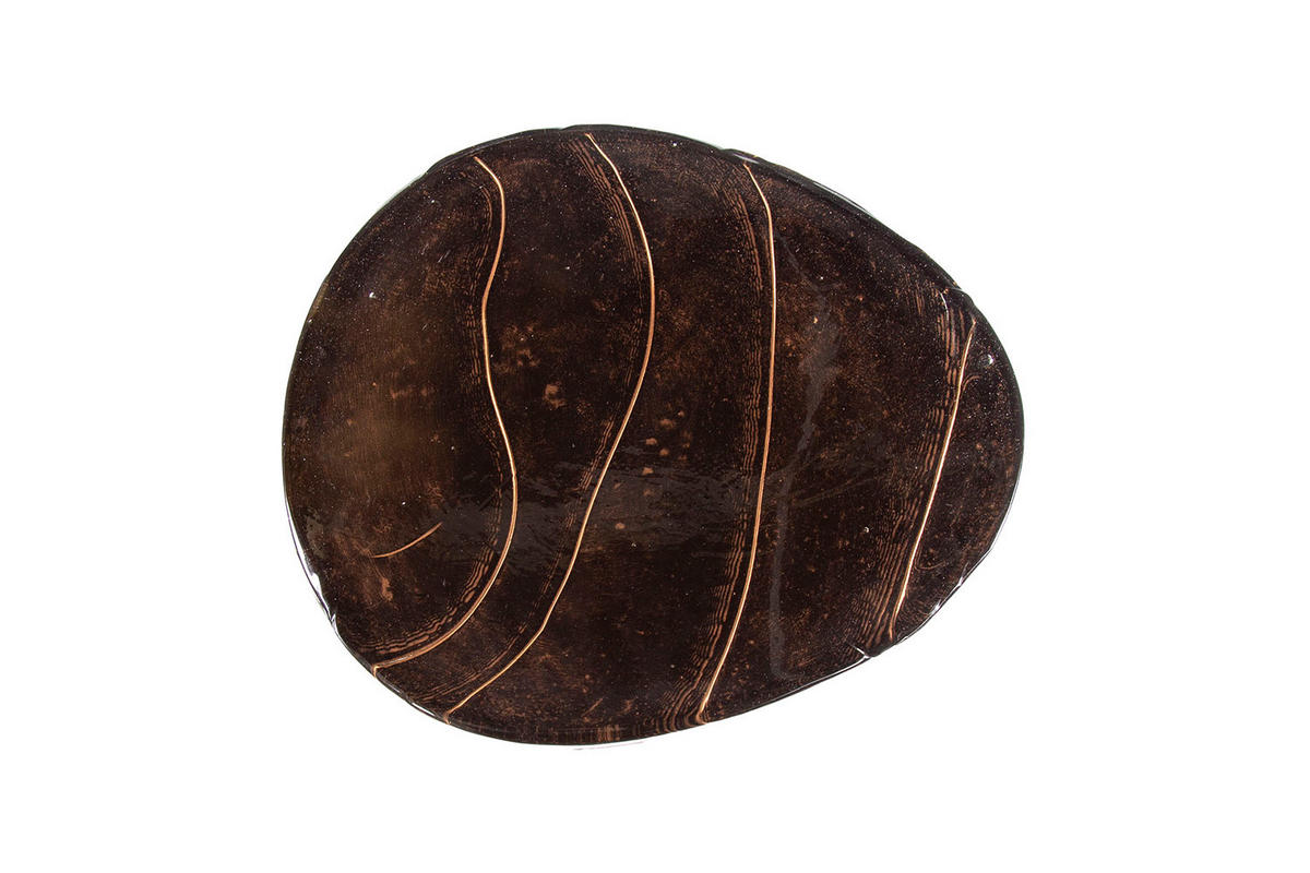 BEISTELLTISCH DARI Braun Glas - Braun/Kupferfarben, Glas/Metall (38/33/60cm) - KAWOLA