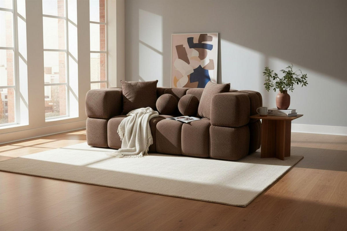 SOFA 2-sitzer Vega - Dunkelbraun, Holzwerkstoff/Textil (200/77/103cm) - Fun Möbel