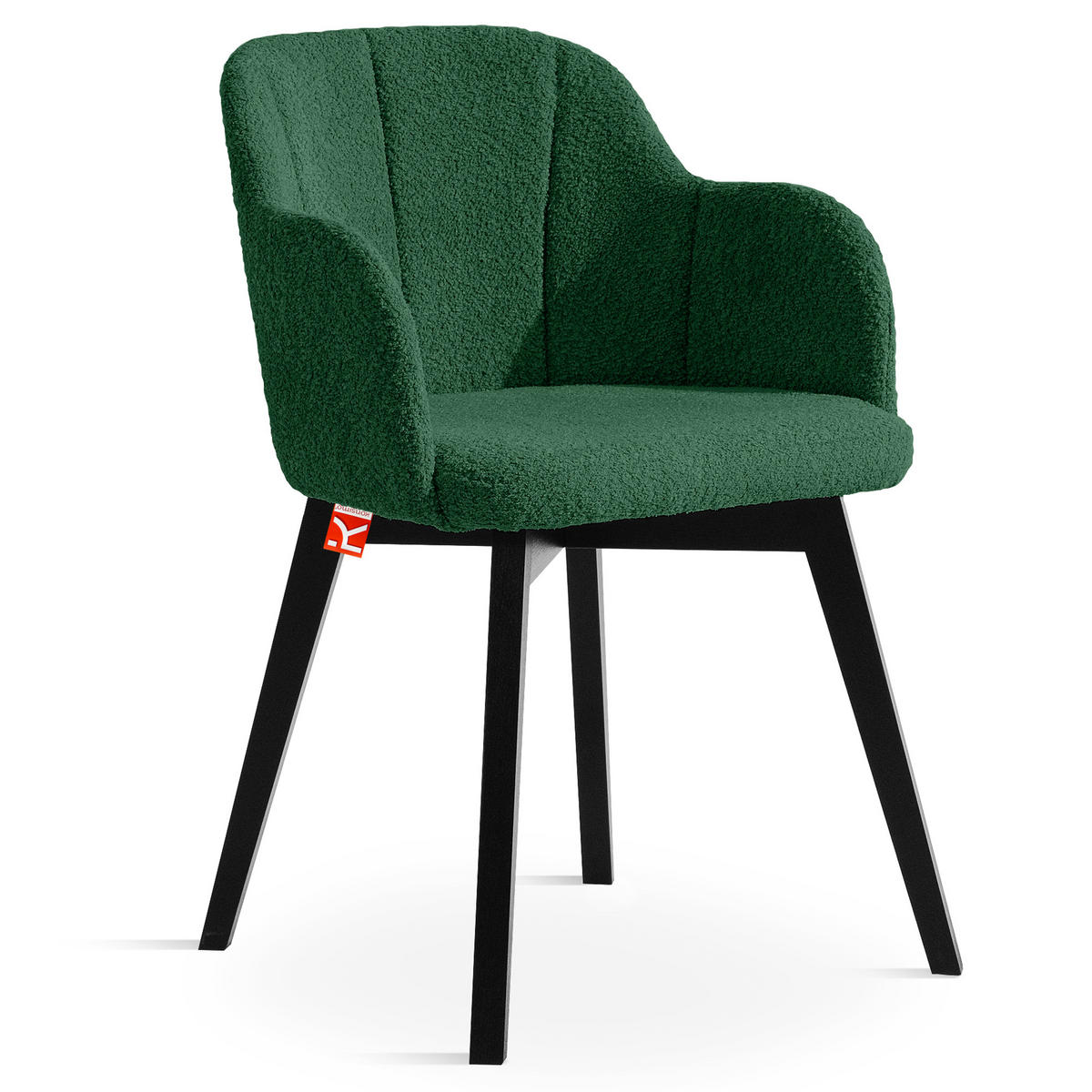 POLSTERSTUHL LONIS Esszimmerstühle 2er Set - Dunkelgrün/Schwarz, Holz/Textil (55/82/54cm) - KONSIMO®