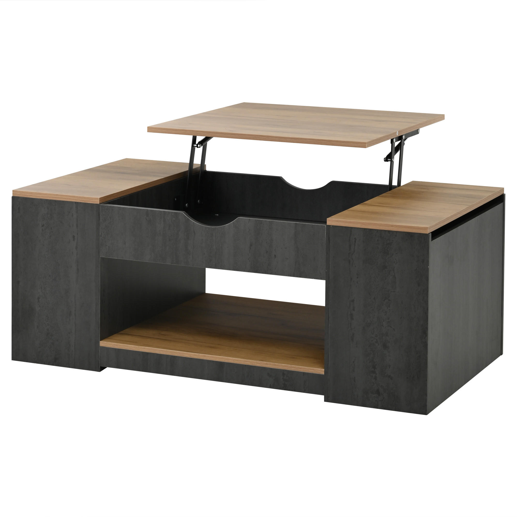 COUCHTISCH mit Liftfunktion 109.5cm Grau Stauraum modernes Design - Multicolor, Holzwerkstoff (109.5/59.7/43cm) - FLIEKS