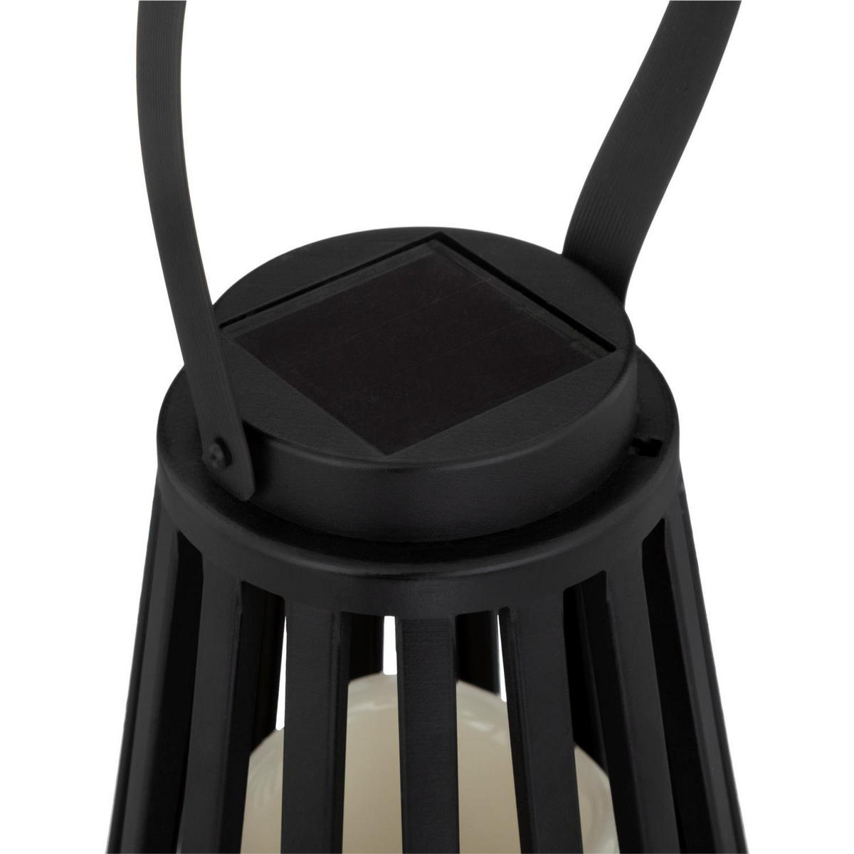 SOLAR-LATERNE Brit Flammen-Effekt H. 21,5 cm - Schwarz, Kunststoff (14.5/14.5/21.5cm) - Atmosphera Createur d´interieur