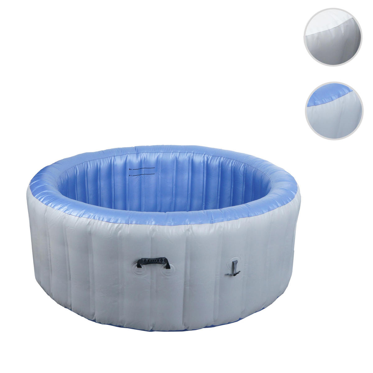 ERSATZ-WHIRLPOOL rund Grau, Blau - Blau/Grau, Textil (180/63/180cm) - MCW