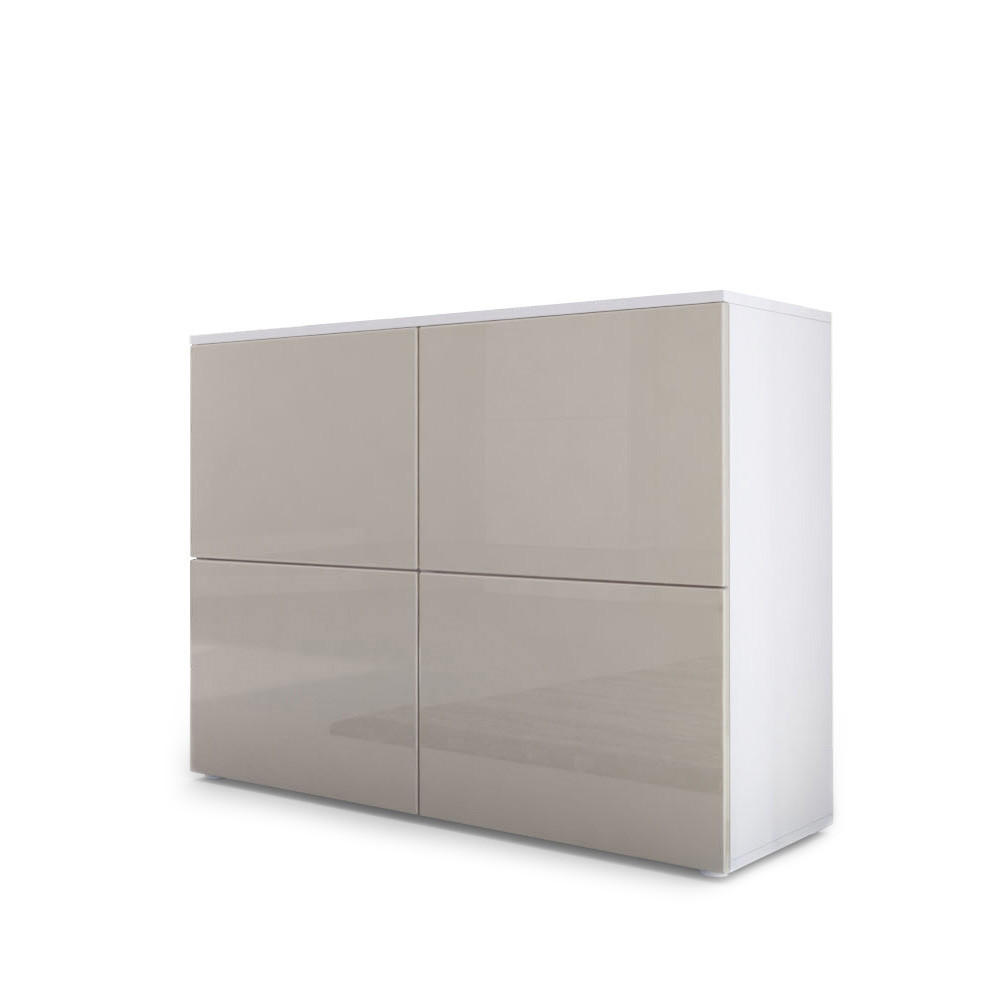 KOMMODE Rova Sandgrau Hochglanz / Sandgrau Hochglanz - Sandfarben, Holzwerkstoff (92/72/35cm) - Vladon
