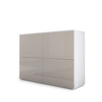 KOMMODE Rova Sandgrau Hochglanz / Sandgrau Hochglanz - Sandfarben, Holzwerkstoff (92/72/35cm) - Vladon