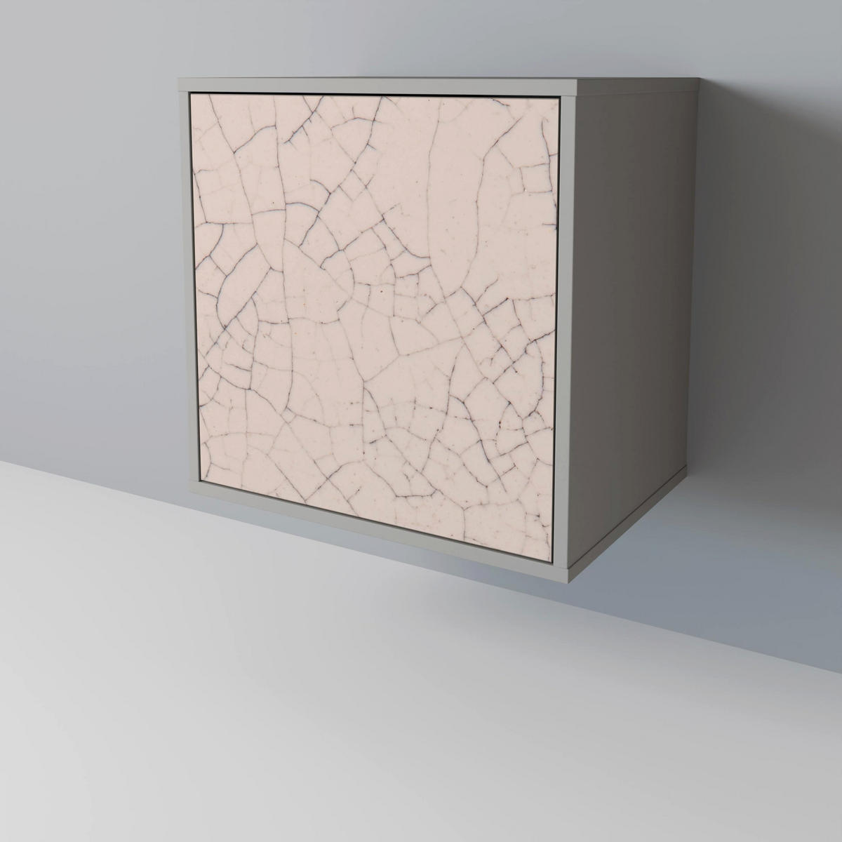 SIDEBOARD CERAMIC TEXTURE, Grau, 57,5x42x72,5 cm, Schwarze Metallfüße - Multicolor/Schwarz, Holzwerkstoff/Metall (57.5/72.5/42cm) - SpaceRebels