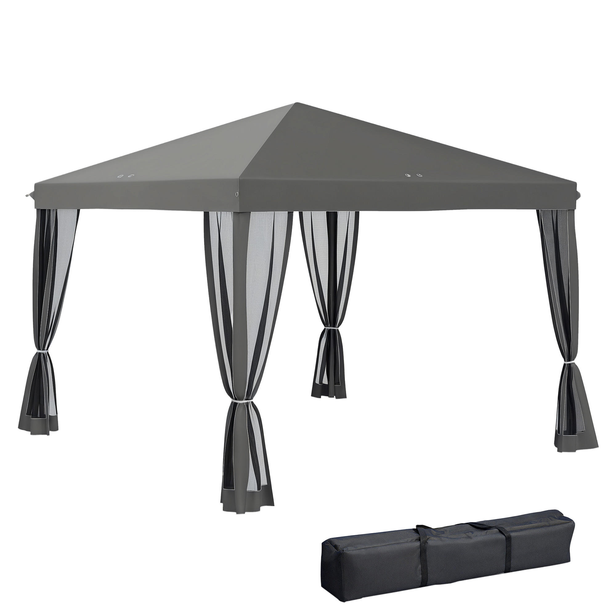 PAVILLON DE-07485 mit Seitenwänden und 420D Oxfordstoff Hellgrau - Hellgrau/Schwarz, Textil/Metall (295/260/295cm) - ComfortXL