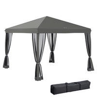 PAVILLON DE-07485 mit Seitenwänden und 420D Oxfordstoff Hellgrau - Hellgrau/Schwarz, Textil/Metall (295/260/295cm) - ComfortXL