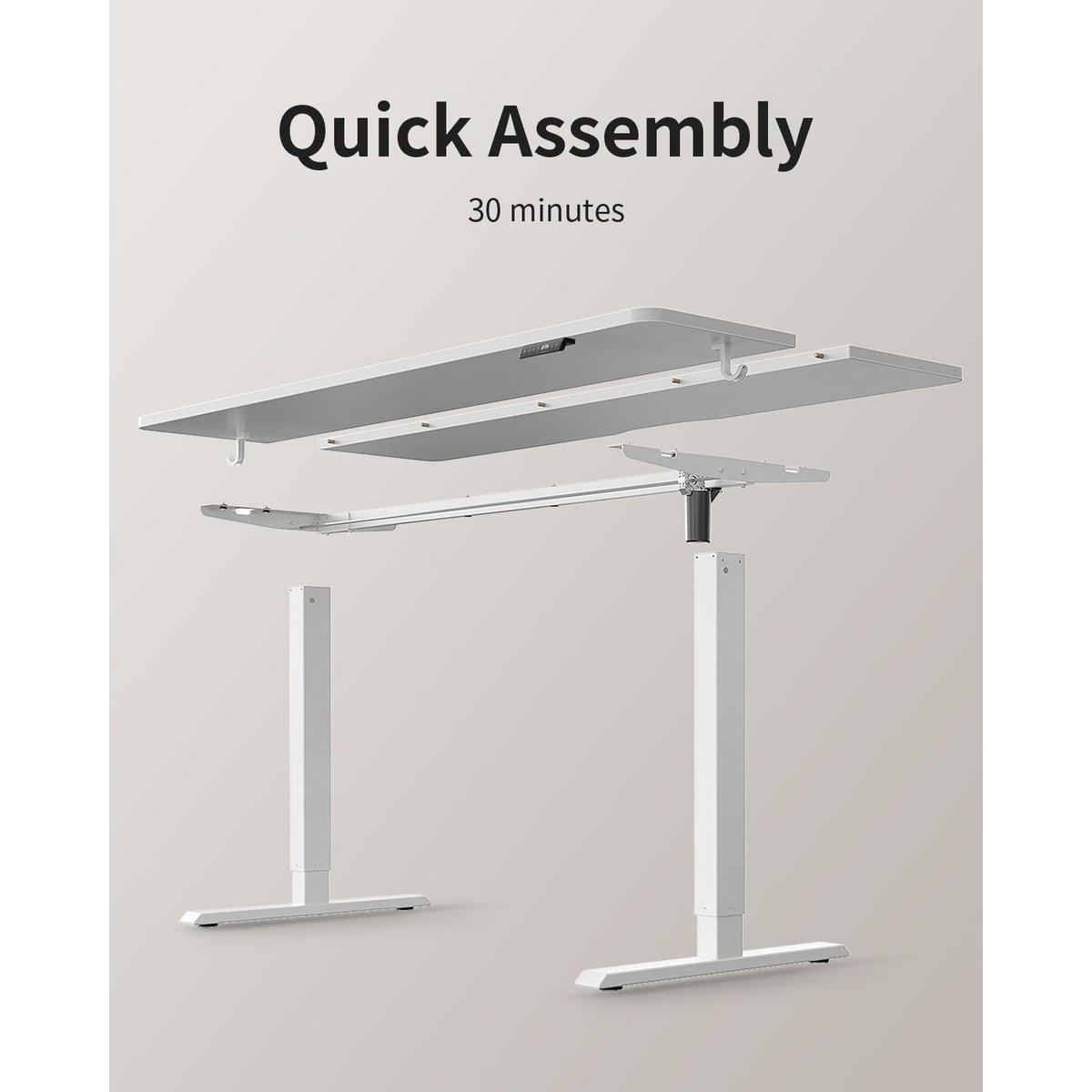 SCHREIBTISCH Höhenverstellbar Elektrisch 140 x 70 cm Weiß - Weiß, Holzwerkstoff (70/140/72cm)