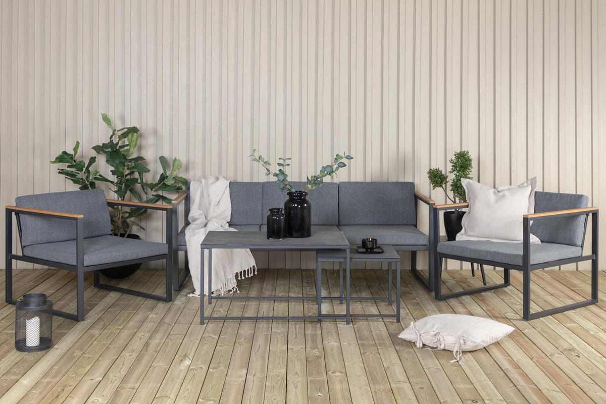 GARTENTISCHGRUPPE Schwarz - Schwarz, Holzwerkstoff - ebuy24