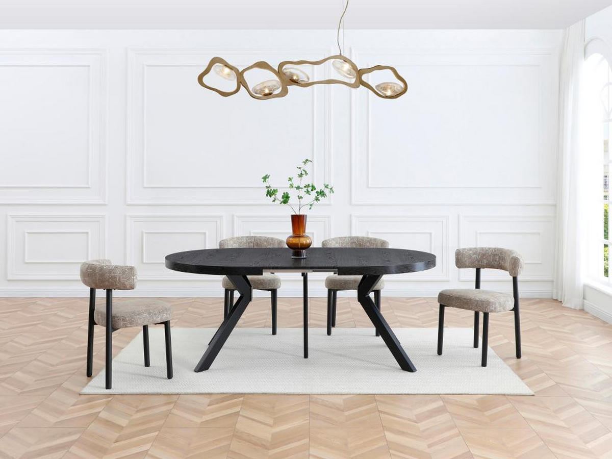 ESSTISCH - ausziehbar - 6 bis 12 Personen - MDF & Stahl - Schwarz - KOMONI - Schwarz, Holz (300/120/76cm) - Vente-Unique