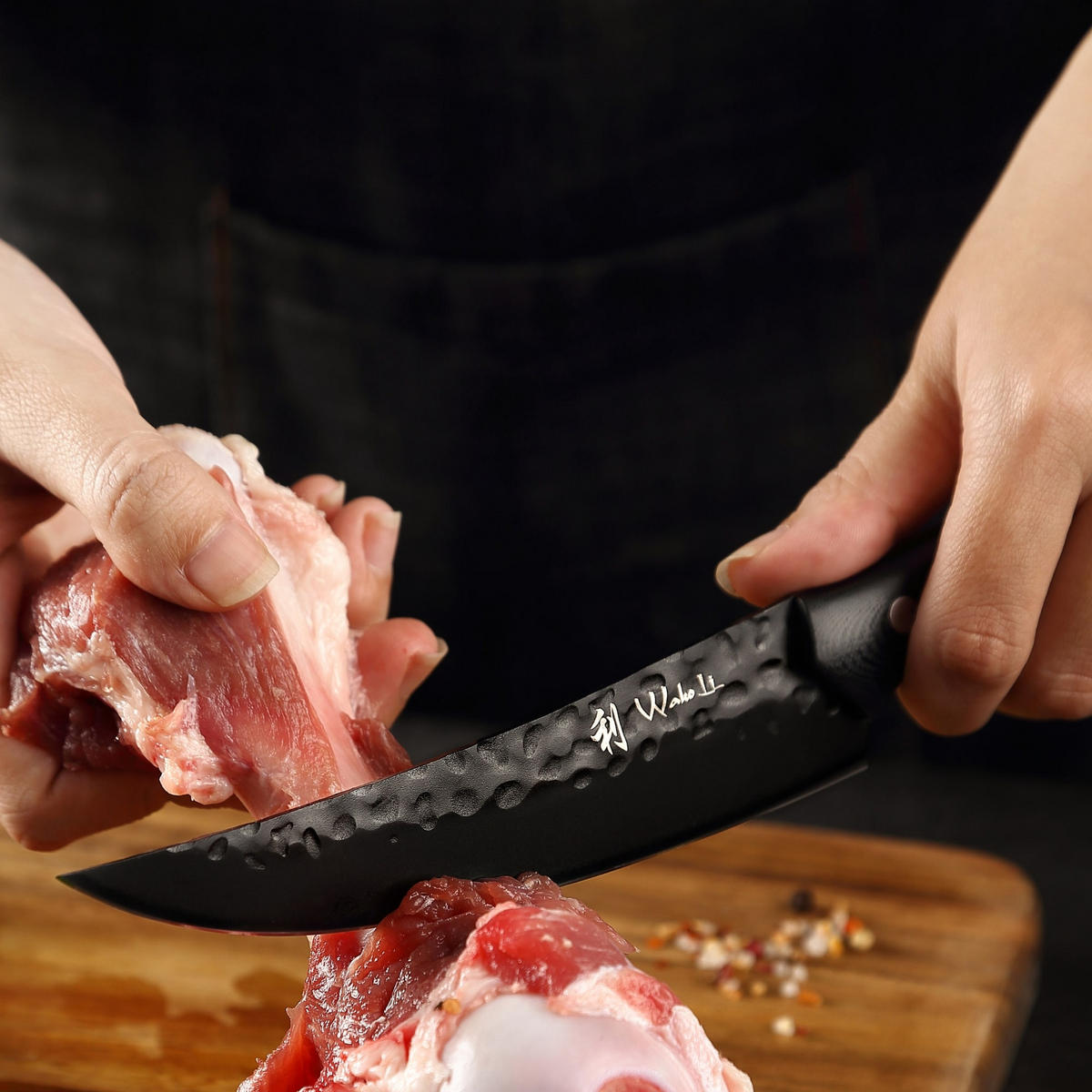 FILETIERMESSER 15 cm - Schwarz, Metall (1cm) - Wakoli