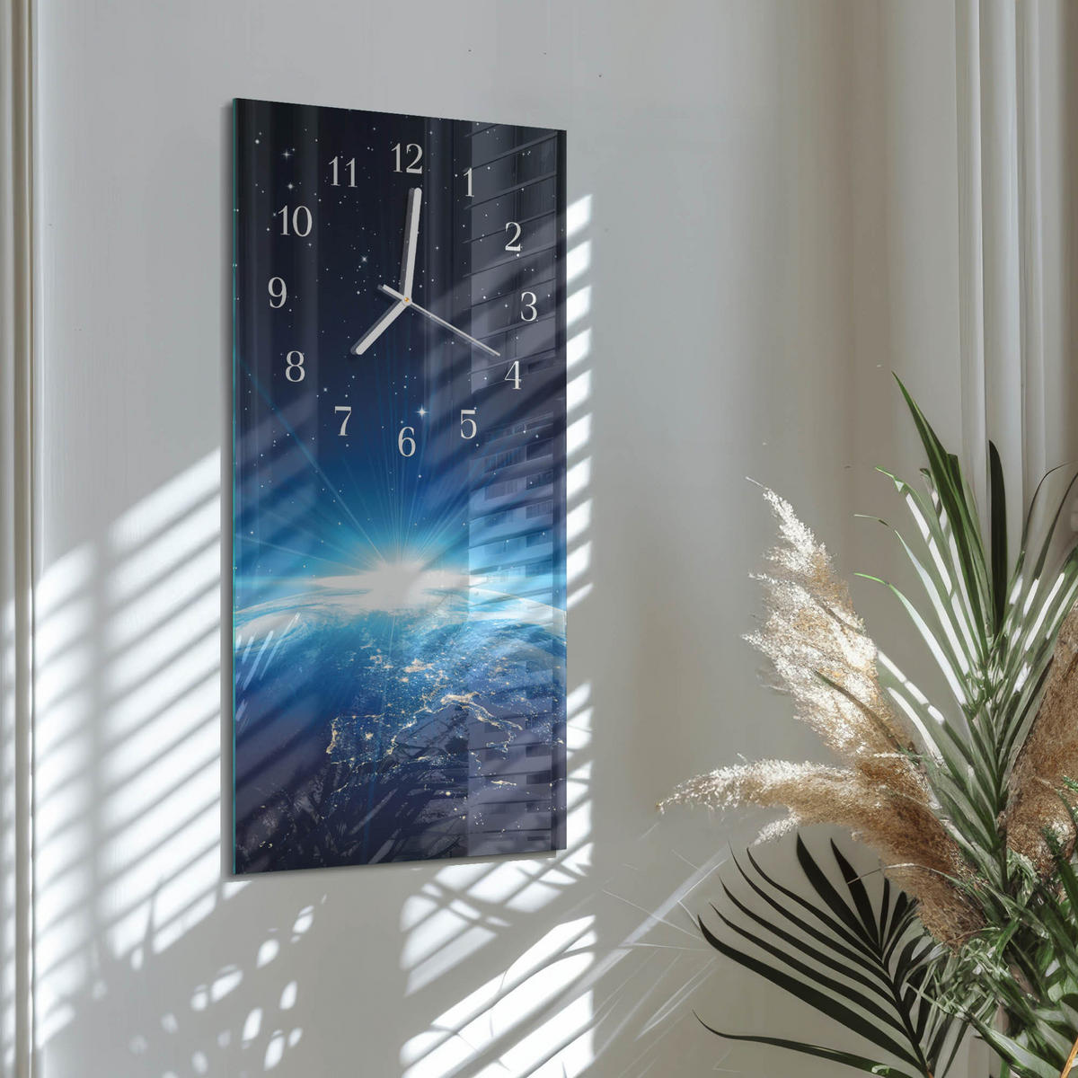 WANDUHR 30x60 cm - Horizont - Blau, Glas (30/60/0.4cm) - TULUP
