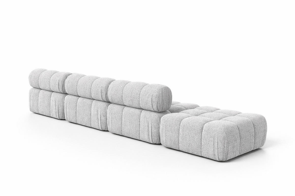 ECKSOFA L-Form XL, Stoff Bouclé Abriamo, Hellgrau, Rechts, Selia L XL - Hellgrau, Holz (380/160cm) - Kaiser Möbel