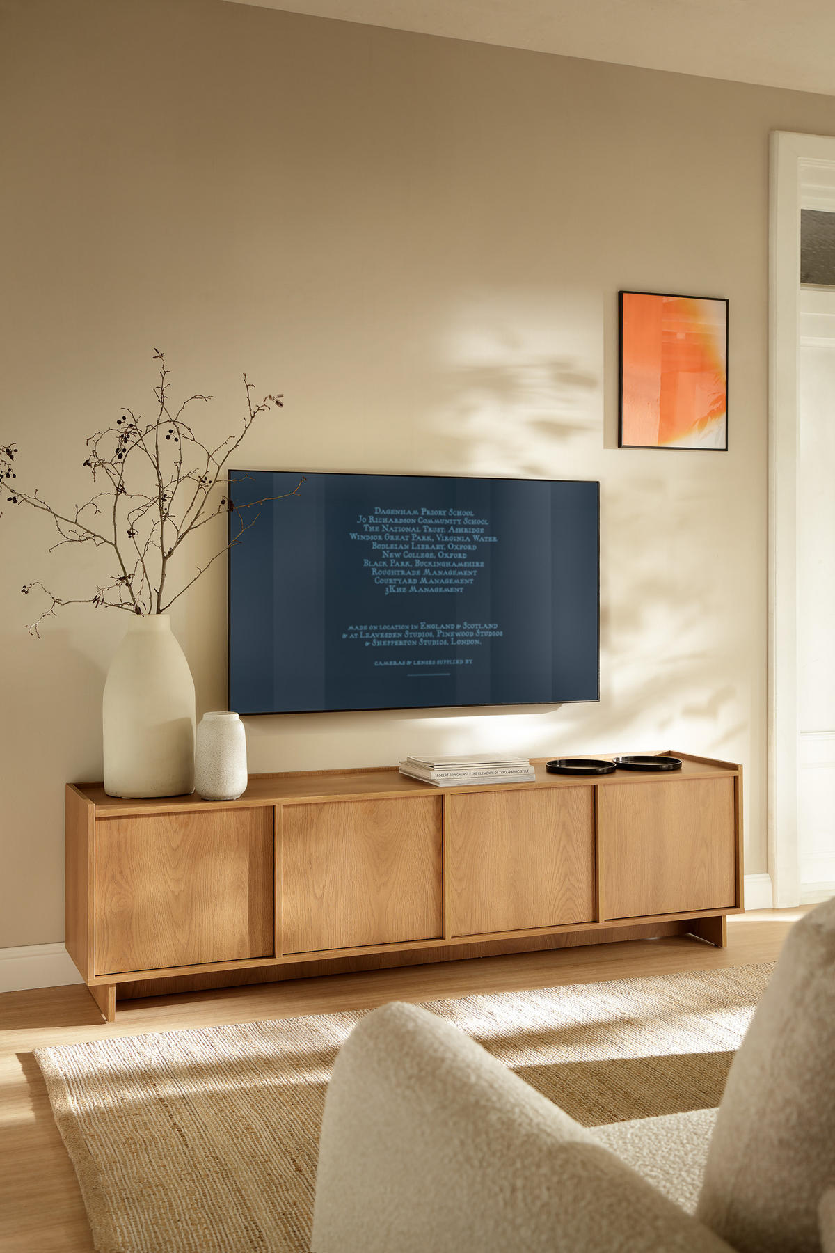 TV SCHRANK: karamellfarbene Eiche, 195 x 55 x 39 cm - Braun, Holzwerkstoff (195/55/39cm) - 3XE LIVING