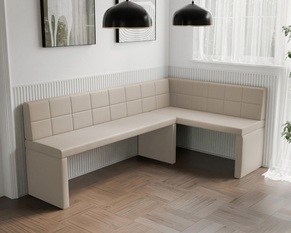 ECKBANK rechts MELVIN Kunstleder, 142/196 cm Beige - Beige, Holz/Kunststoff (142/196cm) - Idohome