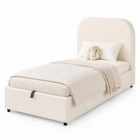 POLSTERBETT 90/200 mit Bettkasten, Hydraulik und gepolstertem Kopfteil in Beige - Beige, Holzwerkstoff/Textil (90/200cm) - EVRYAE