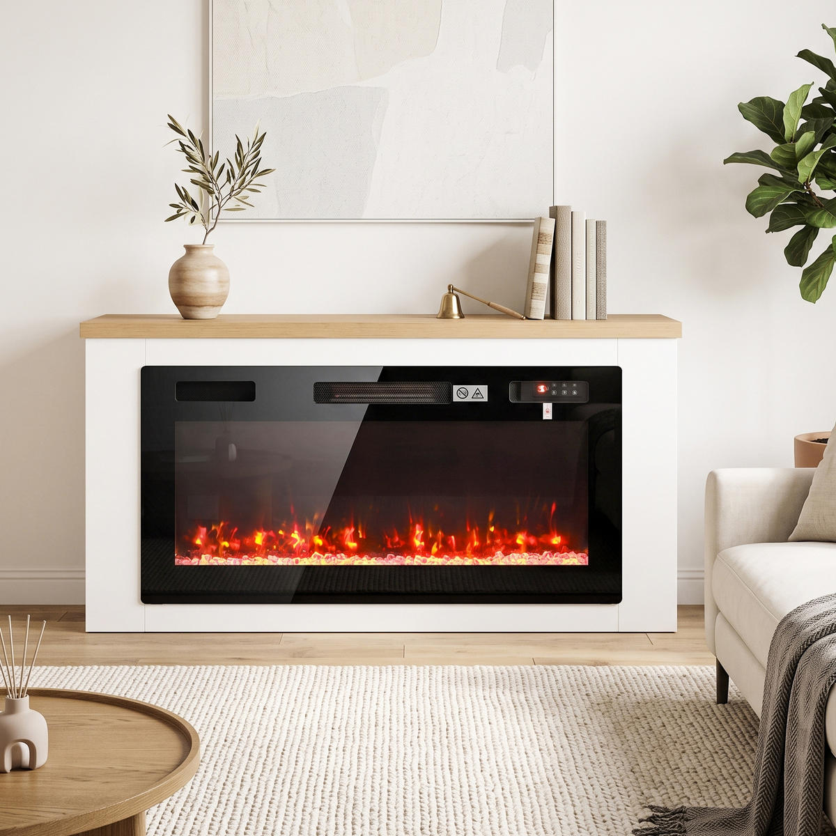 ELEKTROKAMIN Spanplatte Stahl Weiß - Weiß, Holzwerkstoff (30/60/114cm) - HOMCOM