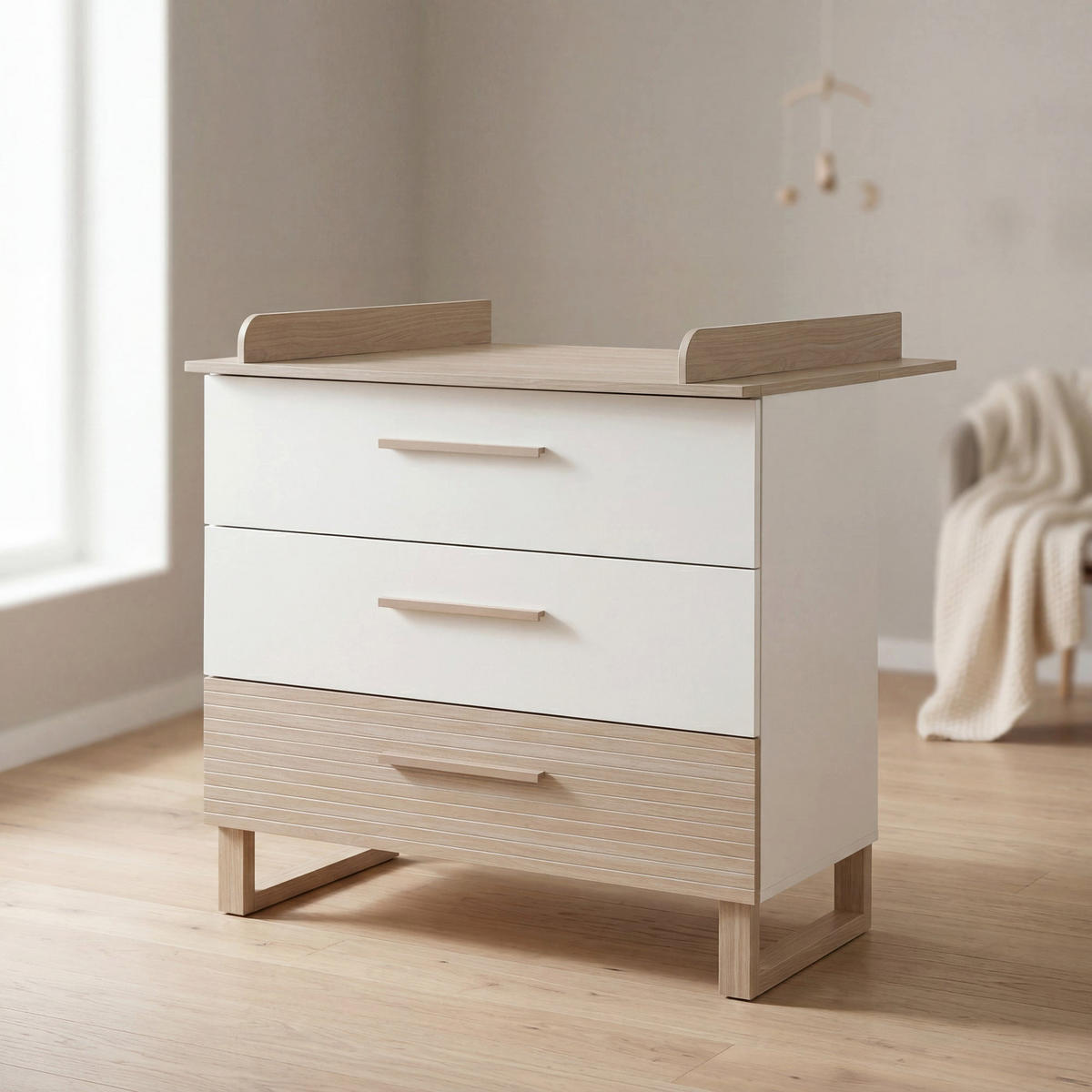 BABYMÖBEL-SET Noah 2-teilig - 60 x 120 cm Bett - Eichefarben/Naturfarben, Holz/Holzwerkstoff (127/153/67.5cm) - Roba
