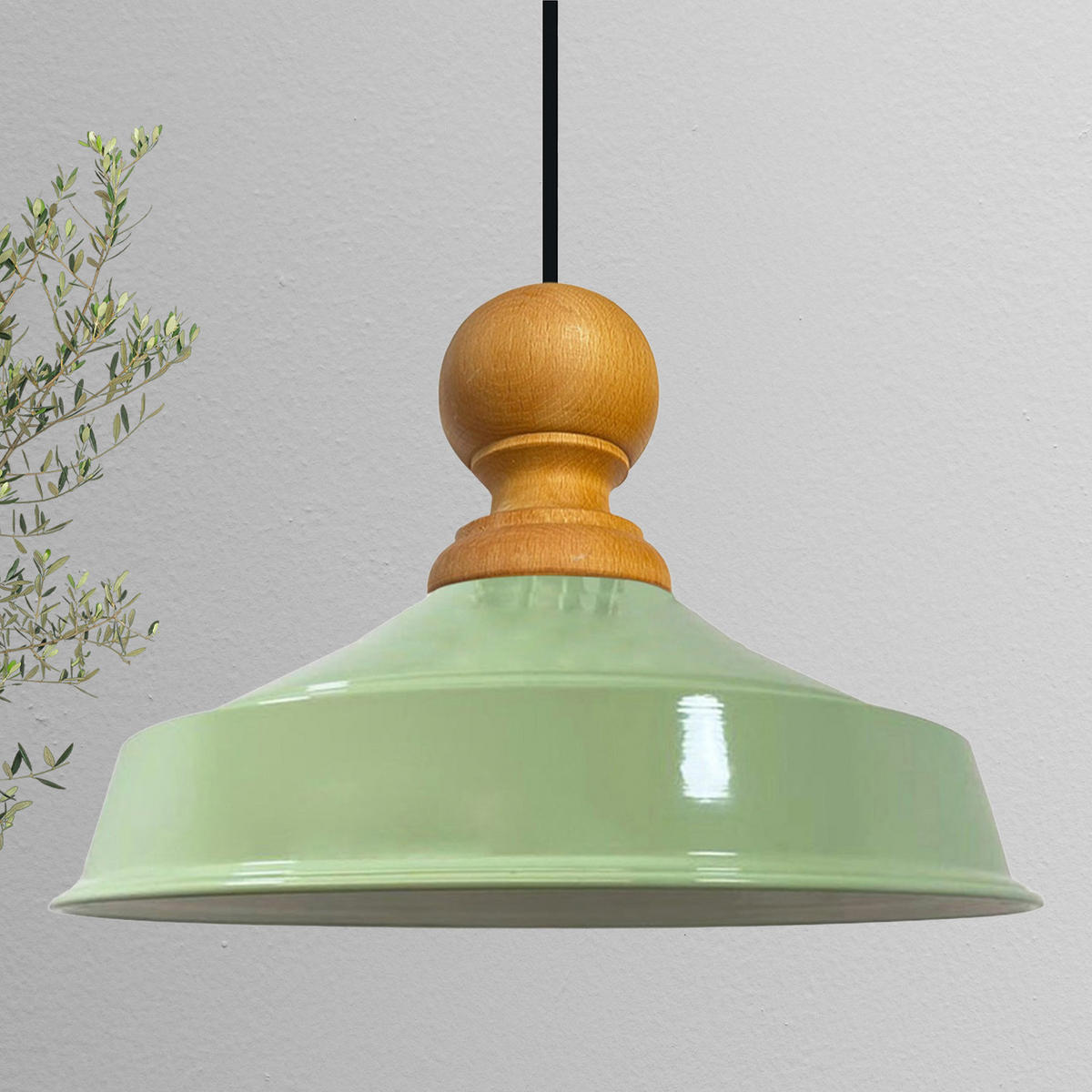 DECKENPENDELLEUCHTE Holz Asletl - Mintgrün, Holz/Metall (40/24cm) - Bamyum