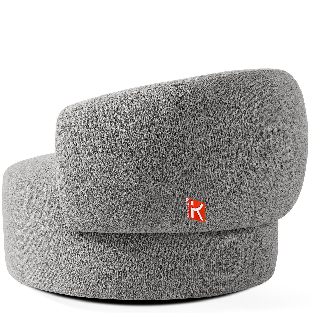 DREHSESSEL VIRA, Grau, Bouclé - Schwarz/Grau, Holz/Holzwerkstoff (105/76/100cm) - KONSIMO®