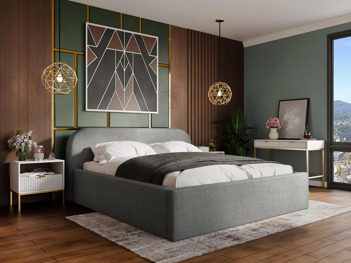 POLSTERBETT Deisin - Naturfarben/Grau, Holz/Holzwerkstoff (180/200cm) - MIRJAN24