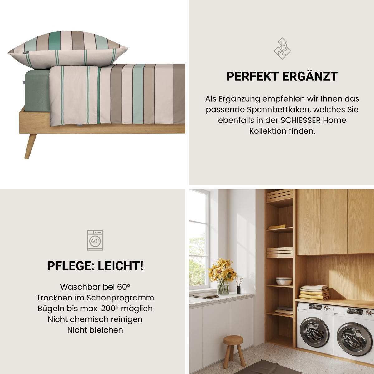 BETTWÄSCHESET Knut - Renforcé - 2-teilig - 135 x 200 cm - Mint - Mintgrün, Textil (135/200cm) - SCHIESSER