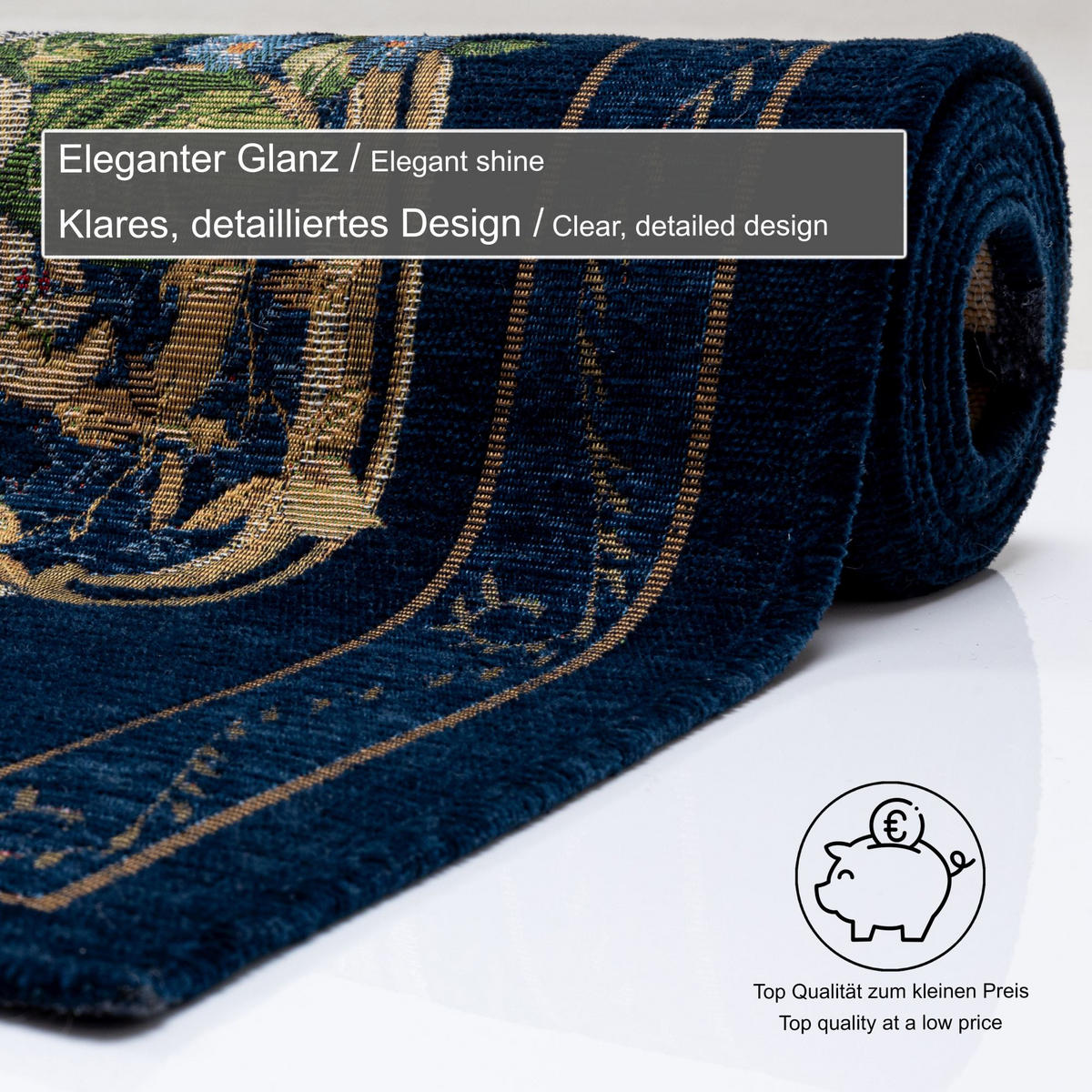 FLACHWEBTEPPICH Flomi Florence 60x90 cm - Blau, Textil (60/90cm) - THEKO