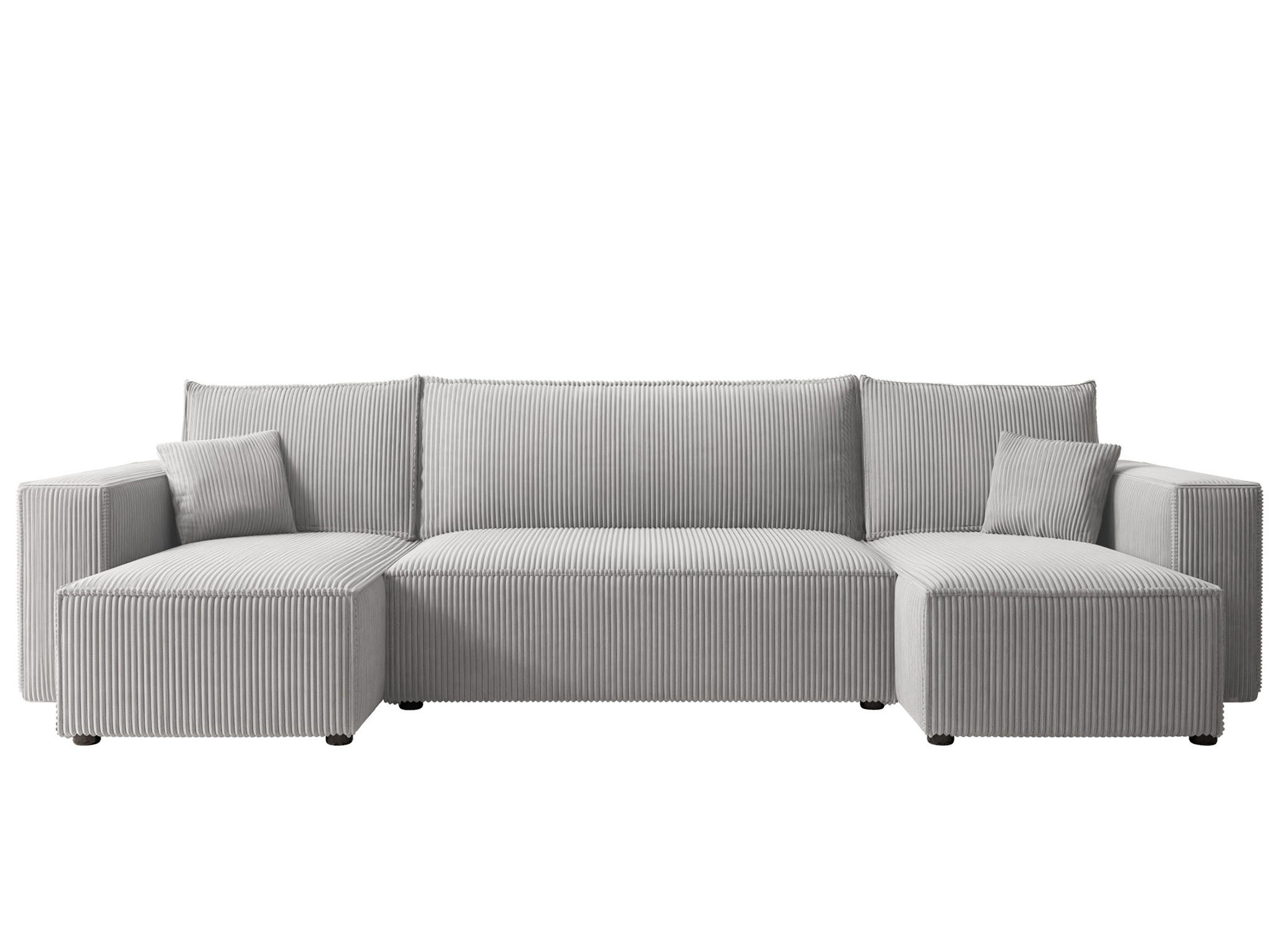 WOHNLANDSCHAFT Adara Schlaffunktion - Hellgrau, Holzwerkstoff/Textil (312/83/145cm) - Fun Möbel