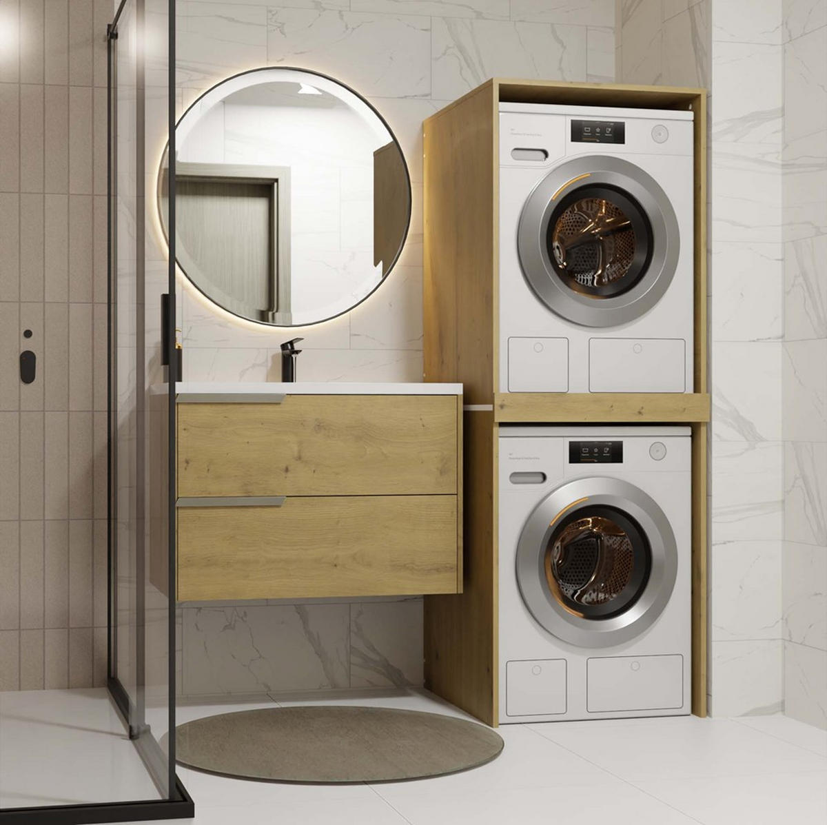 WASCHMASCHINENUMBAUSCHRANK C1 Artisan 64/180/64 - Eiche Artisan, Holzwerkstoff (64/180/64cm) - RAUMHIRSCH FURNITURE